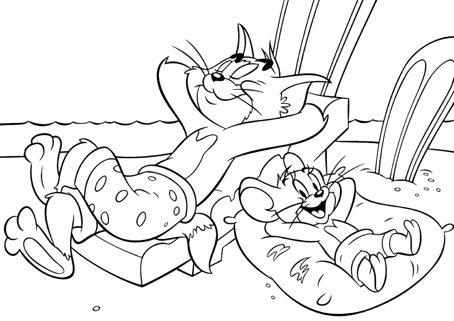 Tom e Jerry em uma prancha de surf